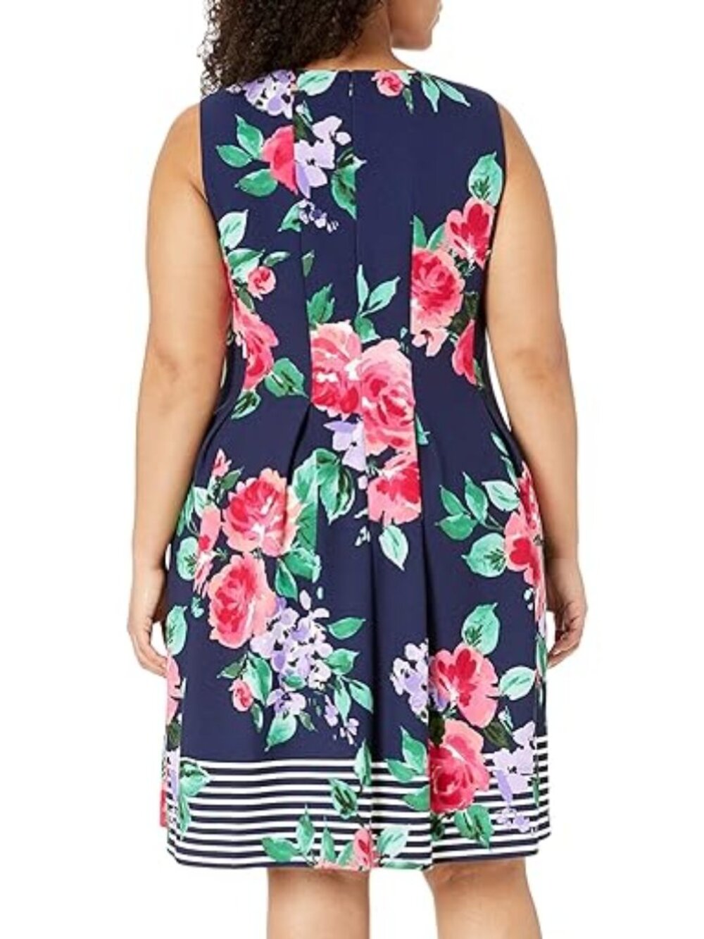 Jessica Howard Navy Blue Floral Fit and Flare Sleeveless Plus Dress SZ 24W - Picture 4 of 7
